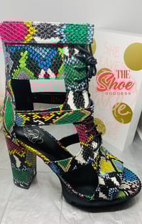Image 2 of "Ivy" Multicolor snakeskin chunky heels