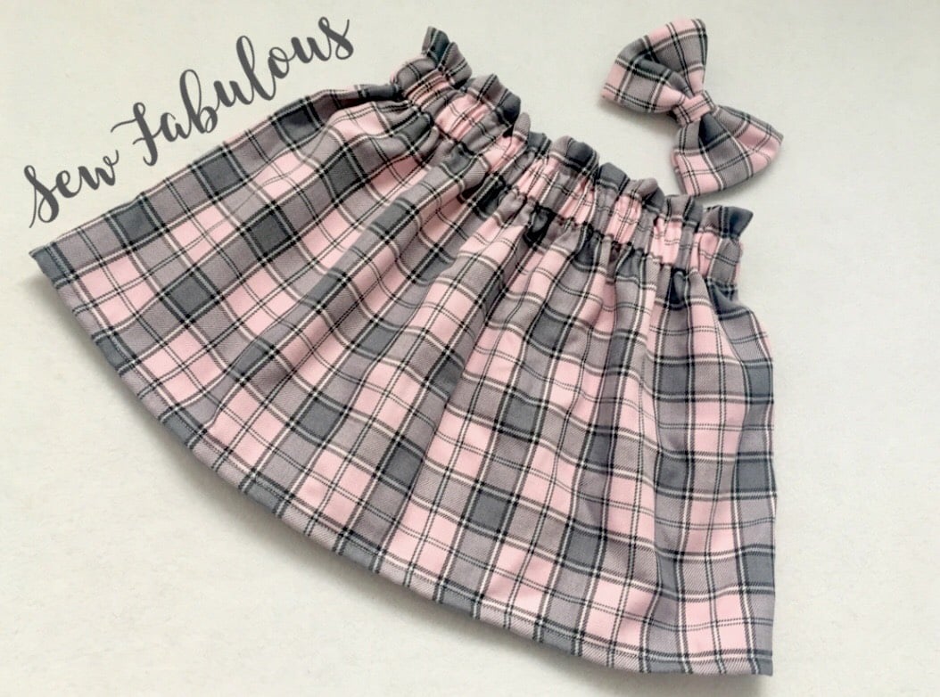 Pink and Grey Tartan Skirt Highwaisted Sew Fabulous