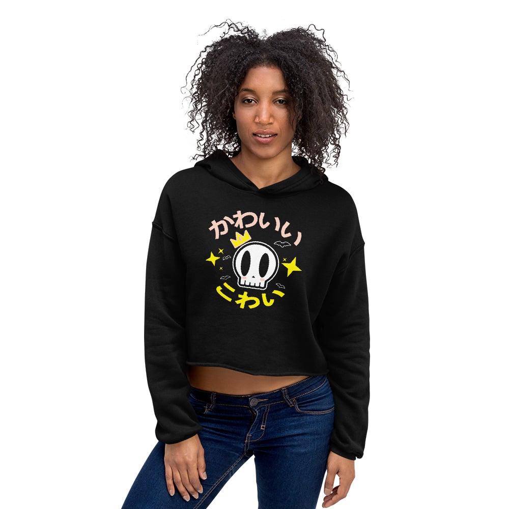 Image of Cute and Scary Crop Top Hoodie (Kawaii to Kowai)