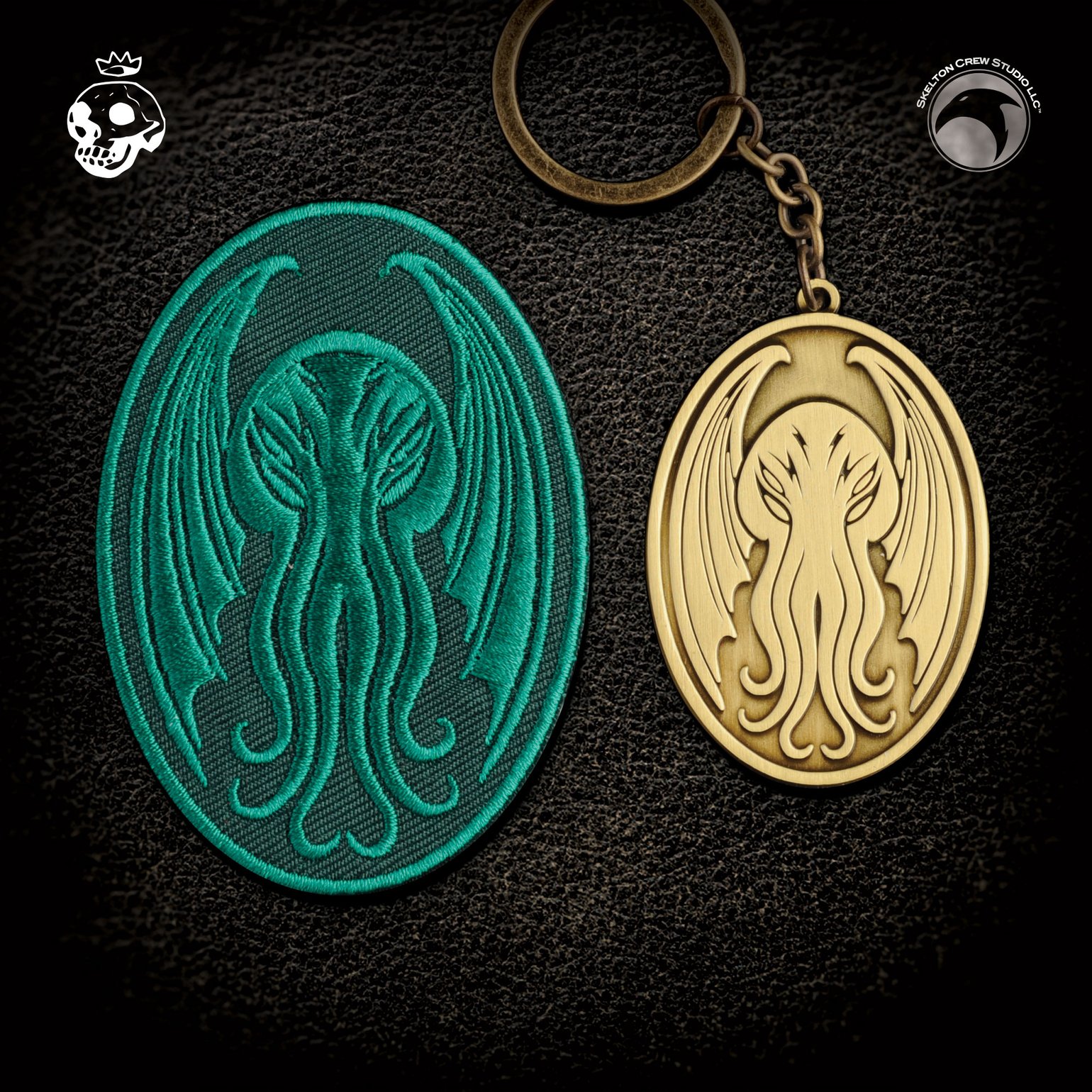 Image of The Skelton Crew Collection: Cthulhu patch & keychain set!