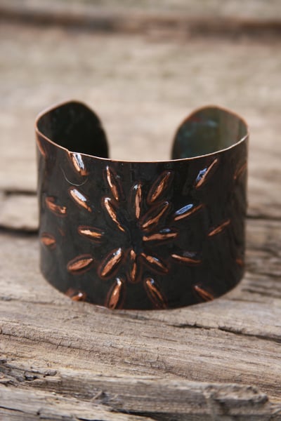 Image of Medium Black Hammered Copper Cuff