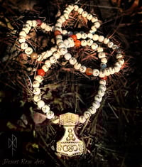 Image 1 of Purifying Rune Meditation Mala on Bone - Carved Mjolnir