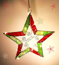 Image 3 of Fairy Light Christmas Star in Red and Iridescent Green