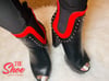 "Arielle" Black/red peep toe chunky booties 