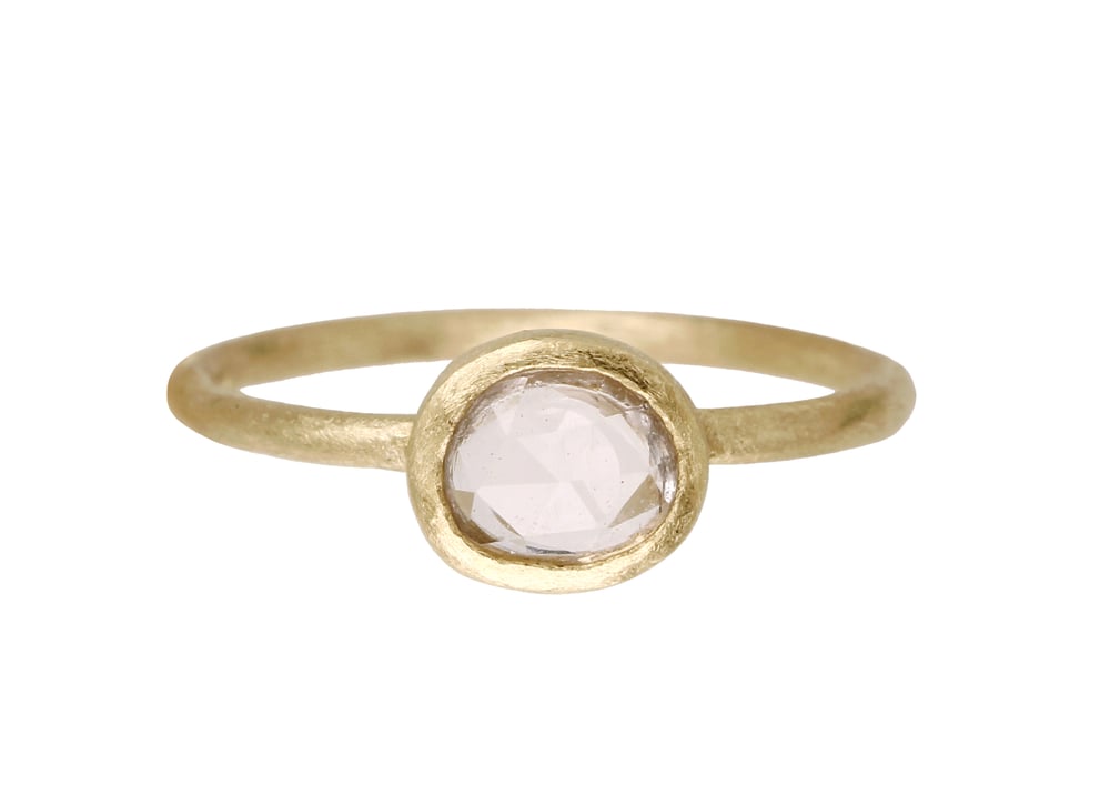 Image of Icy pink sapphire engagement ring. Rose cut. 18k. Samuel 
