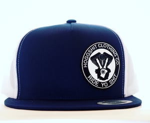 Image of Hoggshit offset blue and white trucker cap