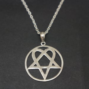 Image of HIM Pentagram Finish Silver Necklace Pendant