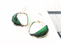 Image 2 of Gold Emerald Sea Earrings