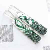 Image 3 of Emerald Green Long Earrings  