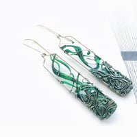 Image 2 of Emerald Green Long Earrings  