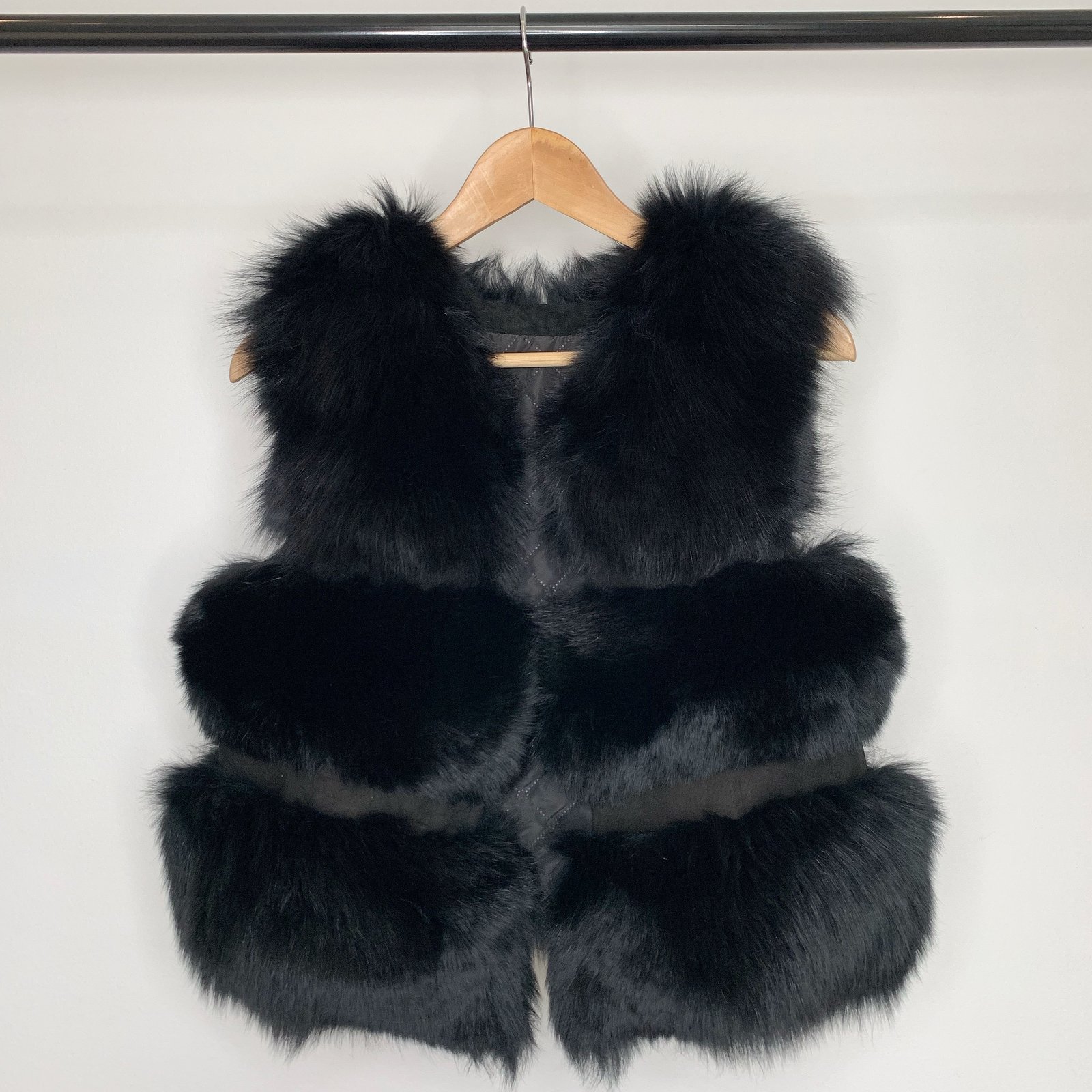 black fur body warmer