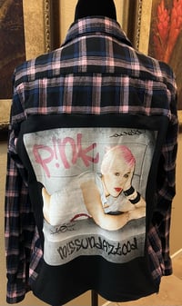 Vintage Black/Pink/Blue Flannel Shirt Pink