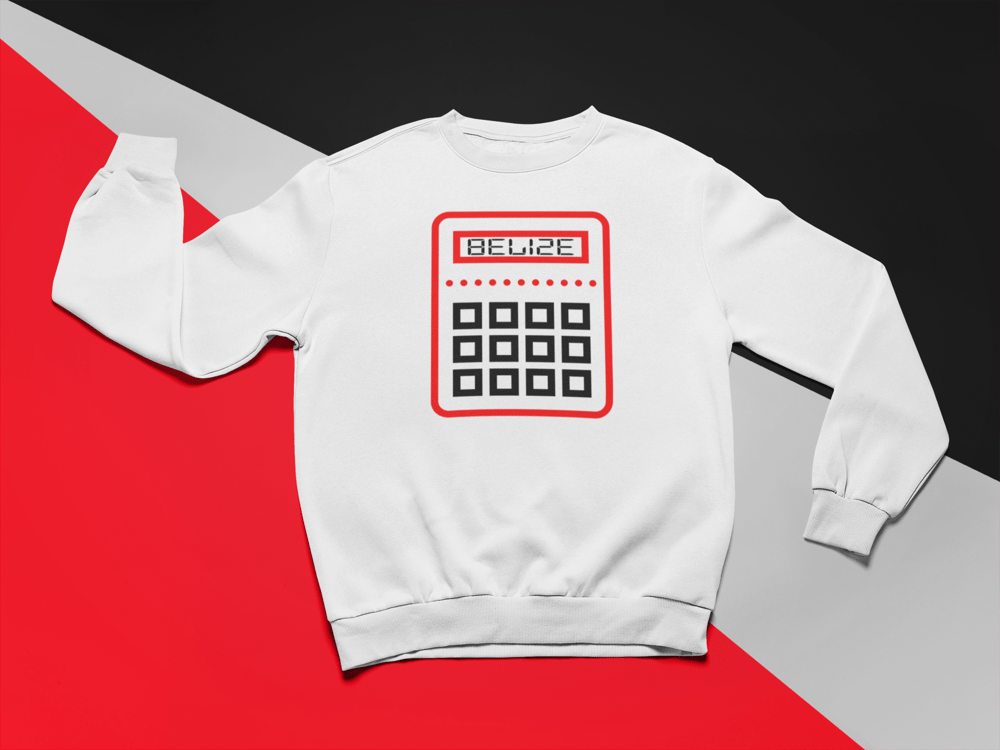 Image of BELIZE- RED/BLACK CALCULATOR CREWNECK/HOODIE 