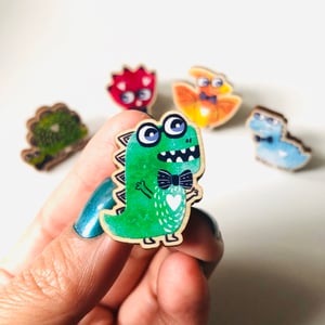 Image of Nerdy Dinosaur Wooden Pins