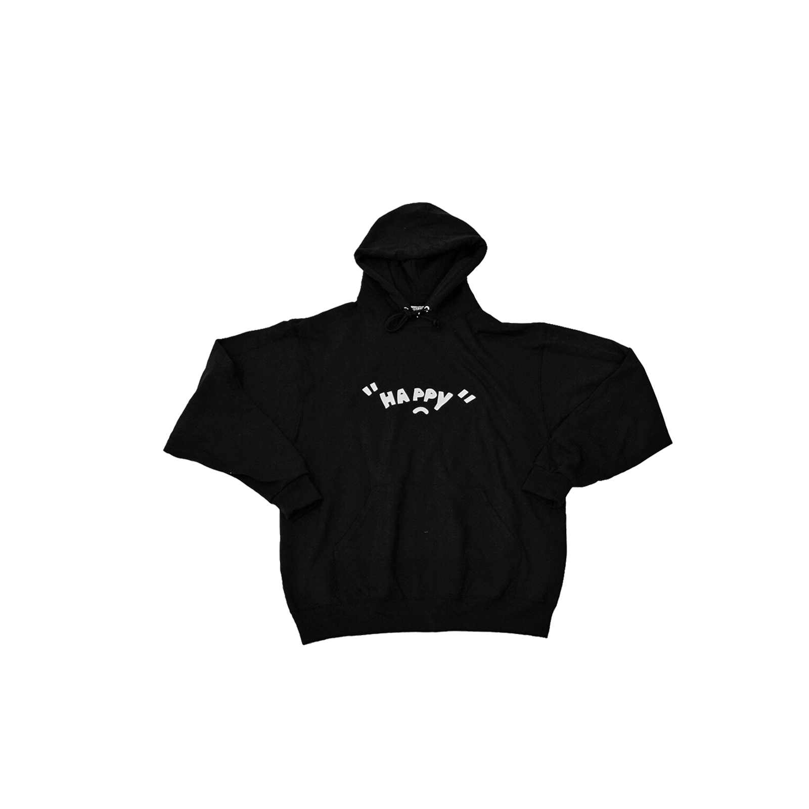 be happy black and white hoodie