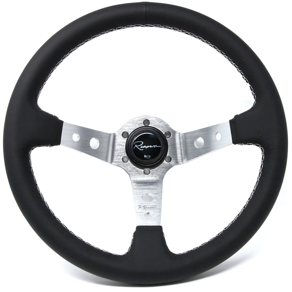 Image of Renown 100 Silver Leather Steering Wheel