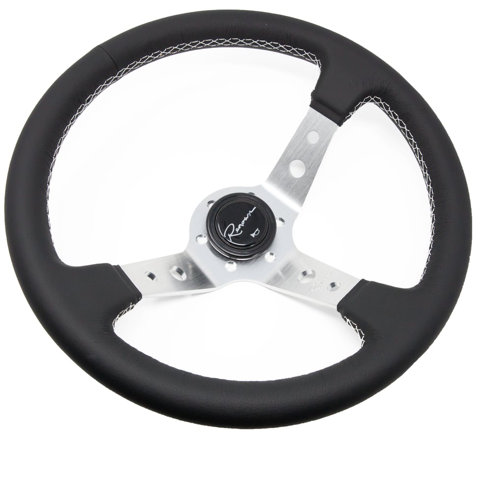 Image of Renown 100 Silver Leather Steering Wheel