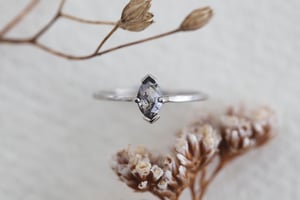 Image of Platinum marquise 'Salt and Pepper' rose-cut diamond ring (IOW127)