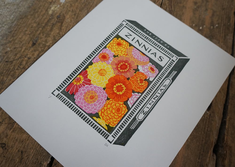 Image of September Print - Zinnias