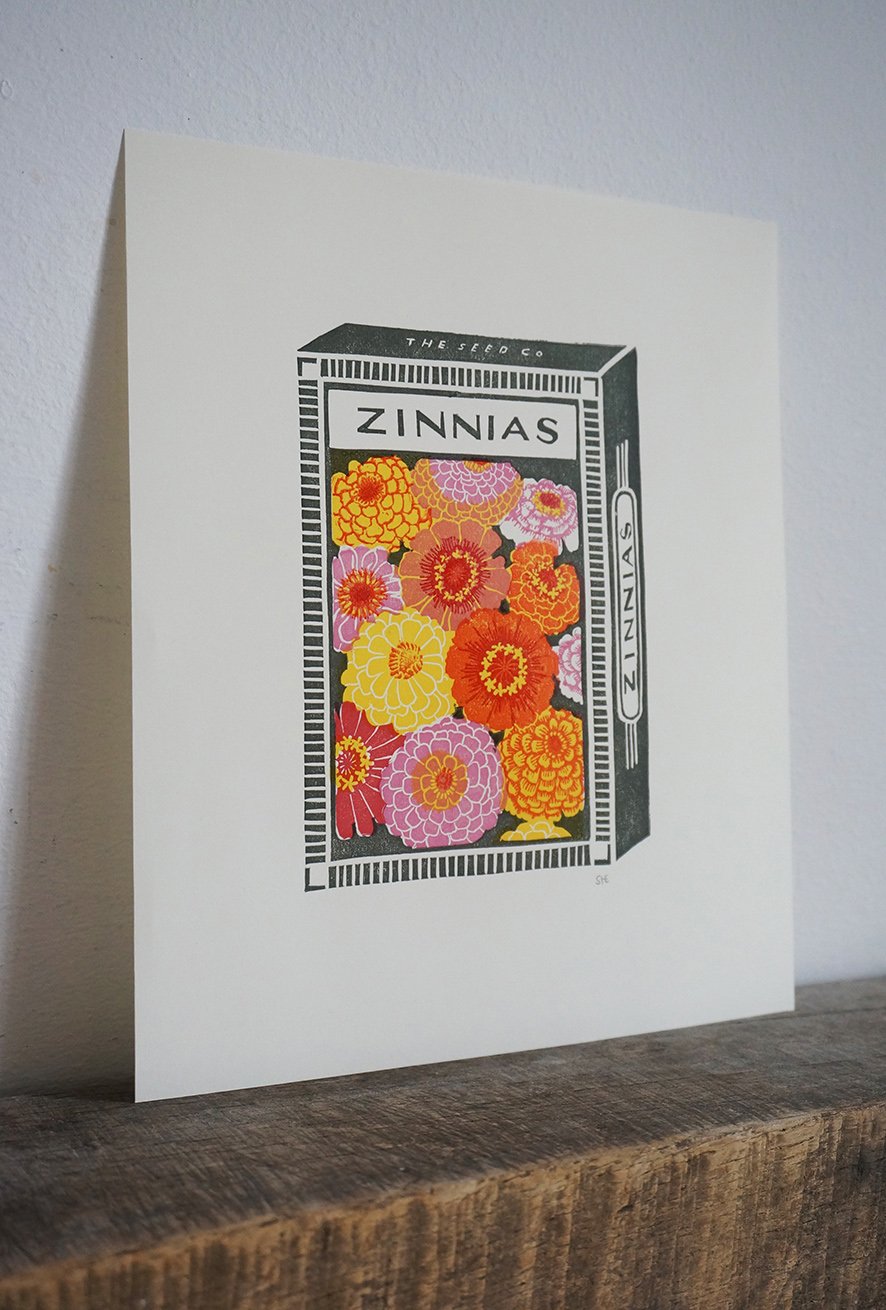 Image of September Print - Zinnias