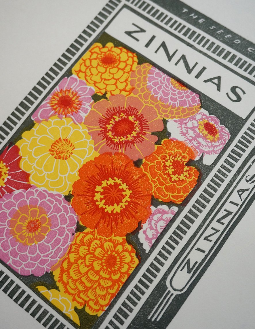 Image of September Print - Zinnias