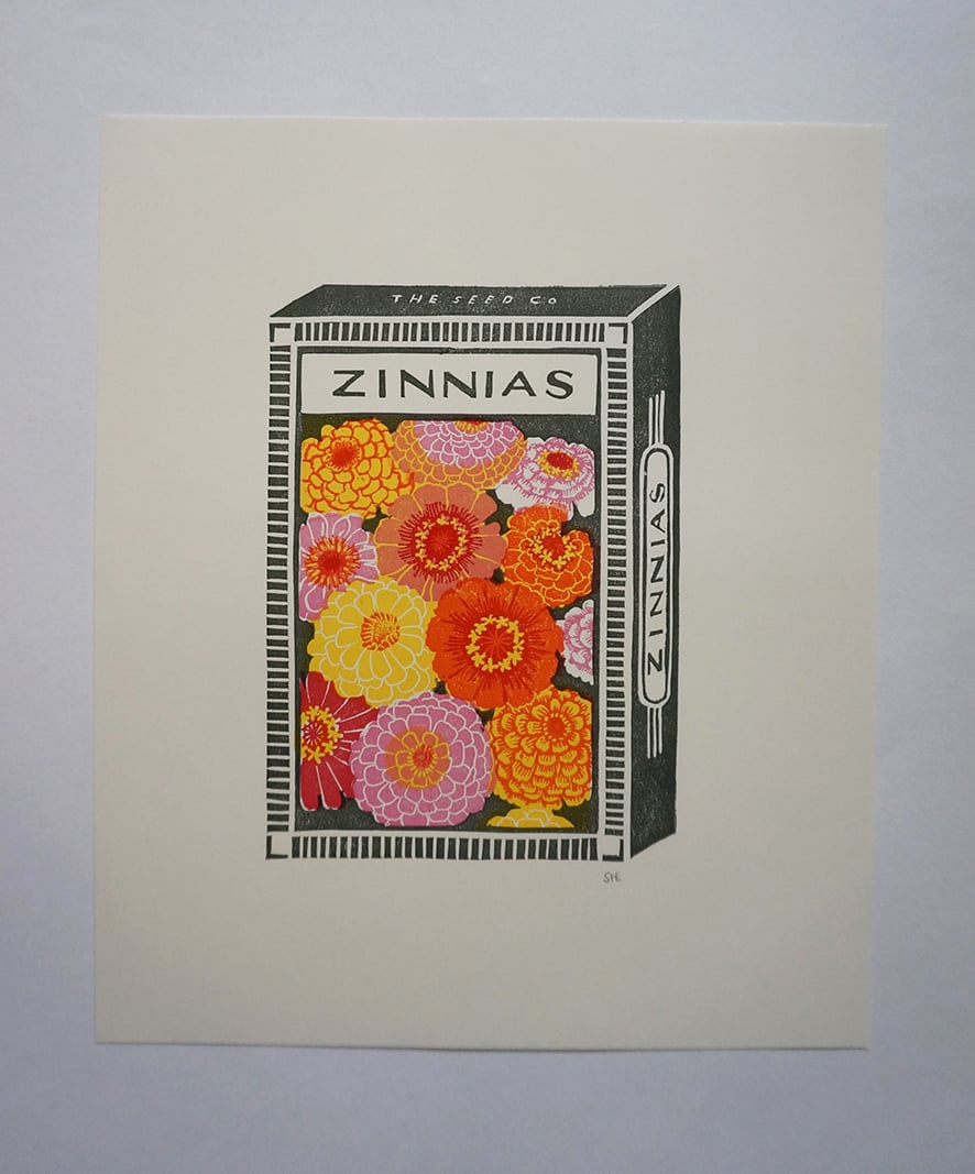 Image of September Print - Zinnias