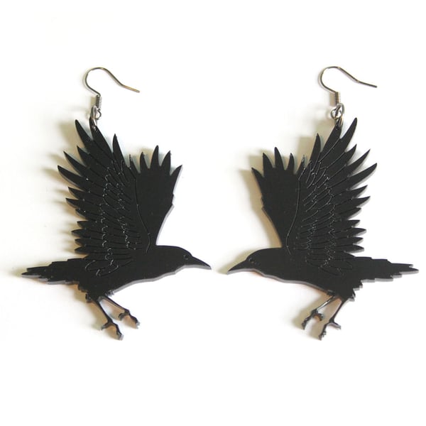 Image of Gothic Crow Earrings