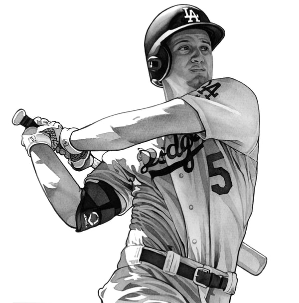 Image of Corey Seager ink drawing