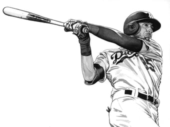 Image of Cody Bellinger ink drawing