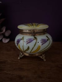 Image 1 of Magnifique boîte à bijoux en opaline peinte à décor de fleurs,  XIXème, début Art Nouveau