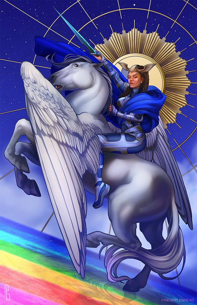 Valkyrie Crossing the Bifrost (Shiny Foil Print)