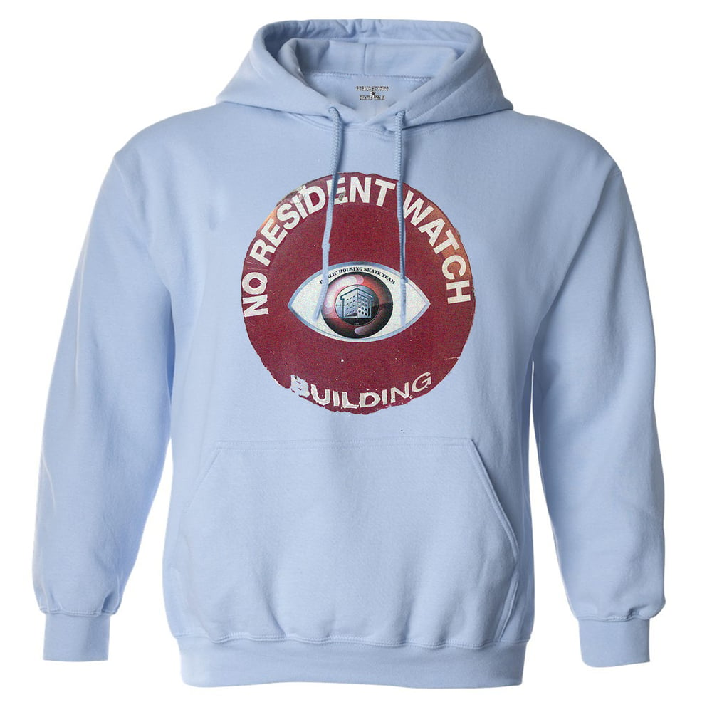 Image of (PHST) "NO RESIDENT WATCH" BABY BLUE HOODIE