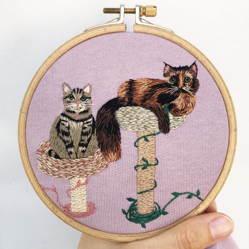 Image of Customized pet hand embroidered portrait  