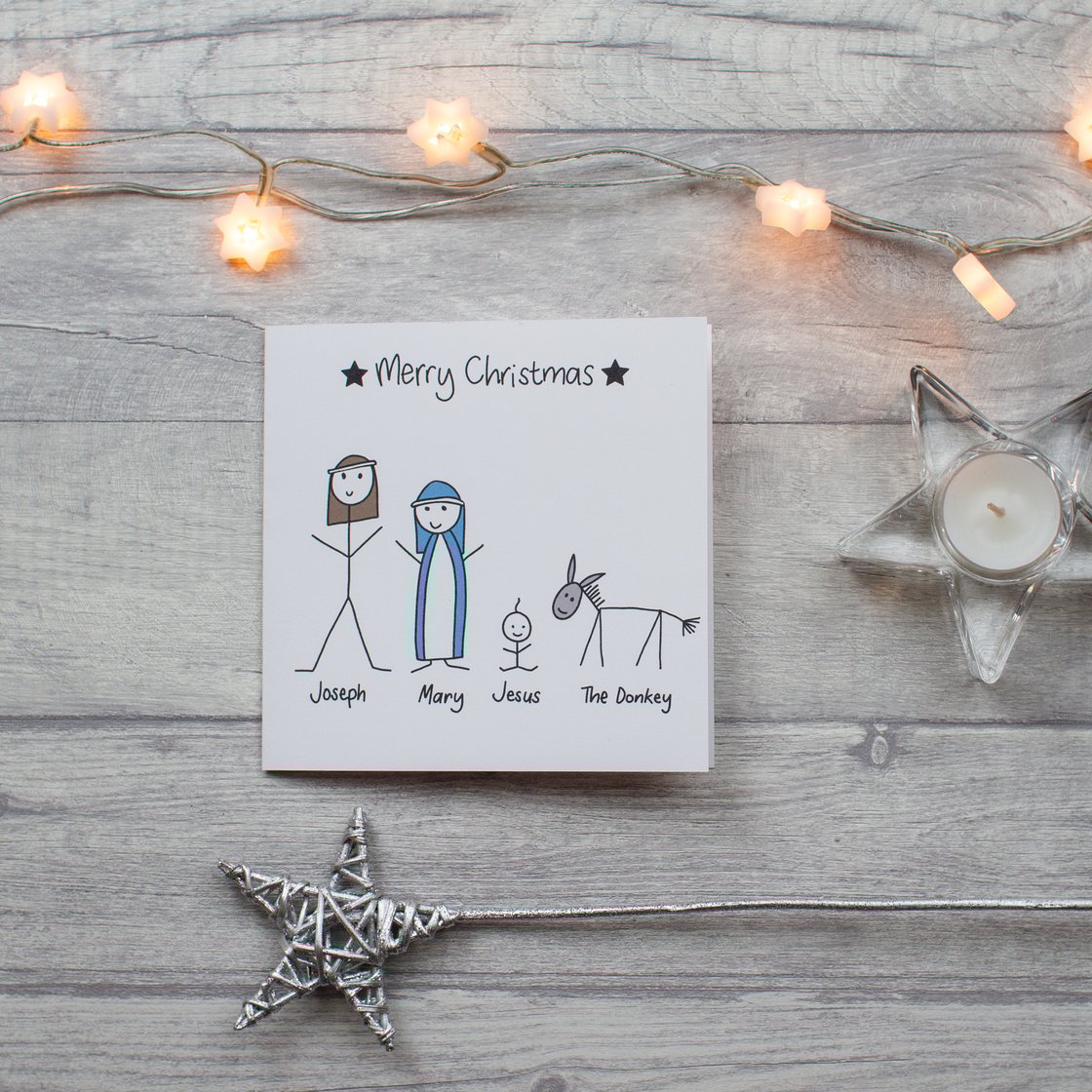 Image of Large square nativity family card - individual and 10 pack