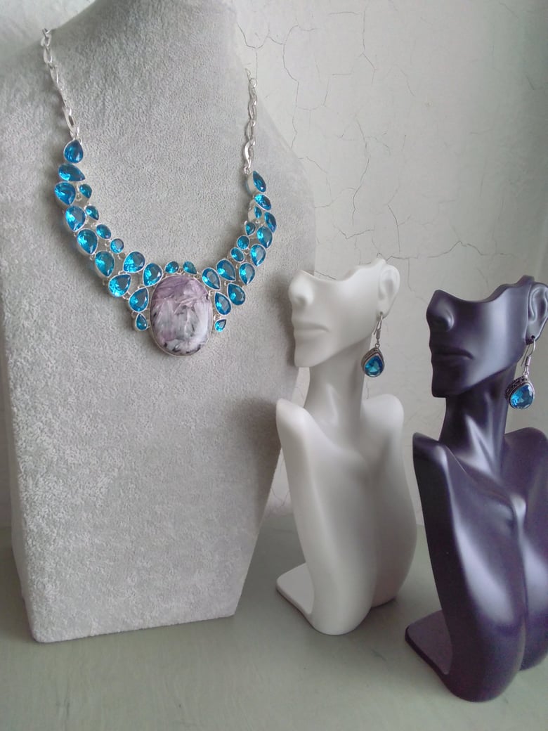 Image of BLUE TOPAZ AND AGATE NECKLACE SET