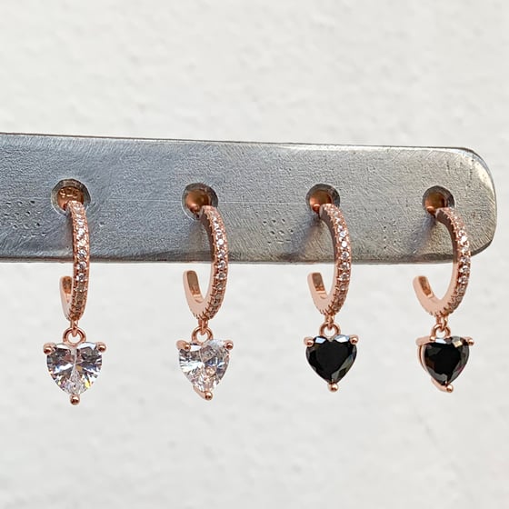 Image of MONO ORECCHINO CERCHIETTO ARGENTO 925 con CUORE