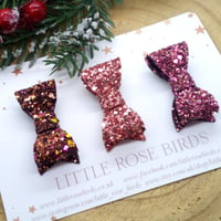 Image 1 of SET OF 3 Autumn Chunky Glitter Bows on Headbands or Clips 
