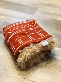 Image 1 of Rust Tribal / Tan llama back - Car Seat Blanket in Minky