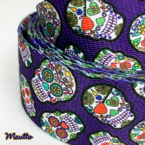 Image of Day of the Dead / Sugar Skulls Strap for Purses & Handbags - 1.5" Wide, Adjustable Length, #19 Clips