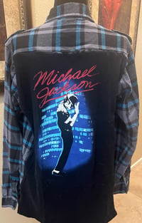 Vintage Black/Gray/Blue Flannel Shirt Michael Jackson