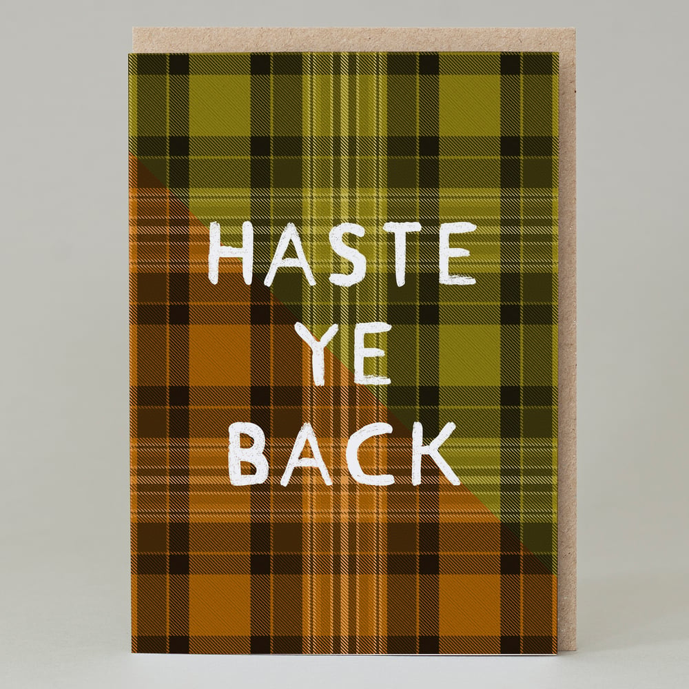 Image of Haste ye back Tartan (Card) TN028