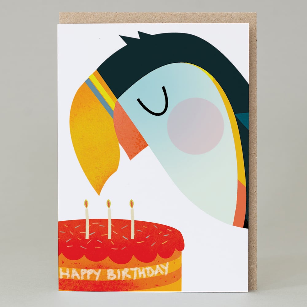 Image of Puffin Birthday Cake (Card) 