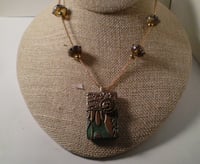 Brown Knitted Wire Necklace with Pendant