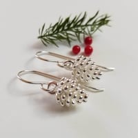 Image 4 of Simple Pine Cone Earrings (Silver)