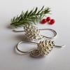 Simple Pine Cone Earrings (Silver)