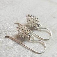 Image 5 of Simple Pine Cone Earrings (Silver)