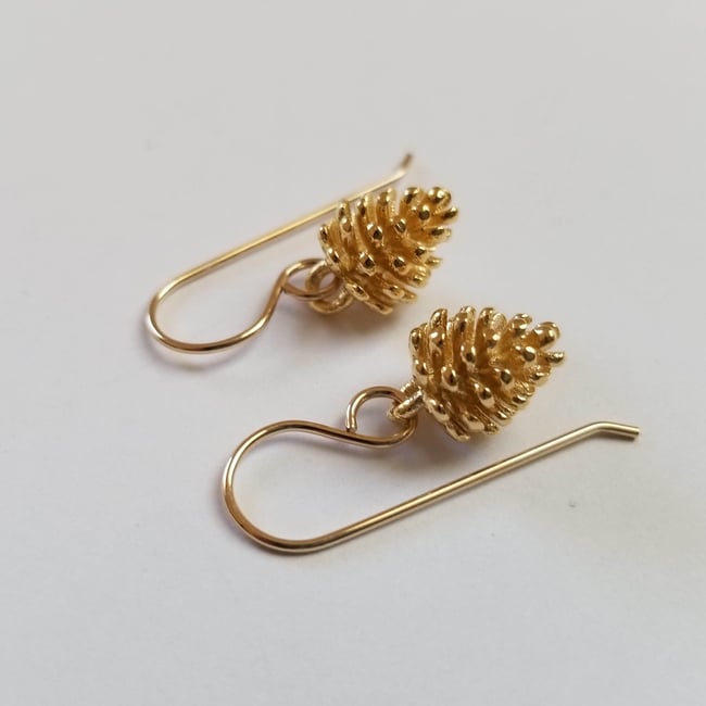 Simple Pine Cone Earrings (Gold)