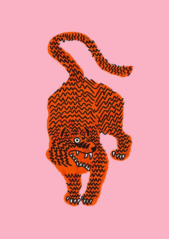 Image of Tiger soft pink - A3 print