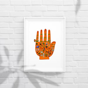 Image of INDIAN PALMISTRY orange or purple - A3 print