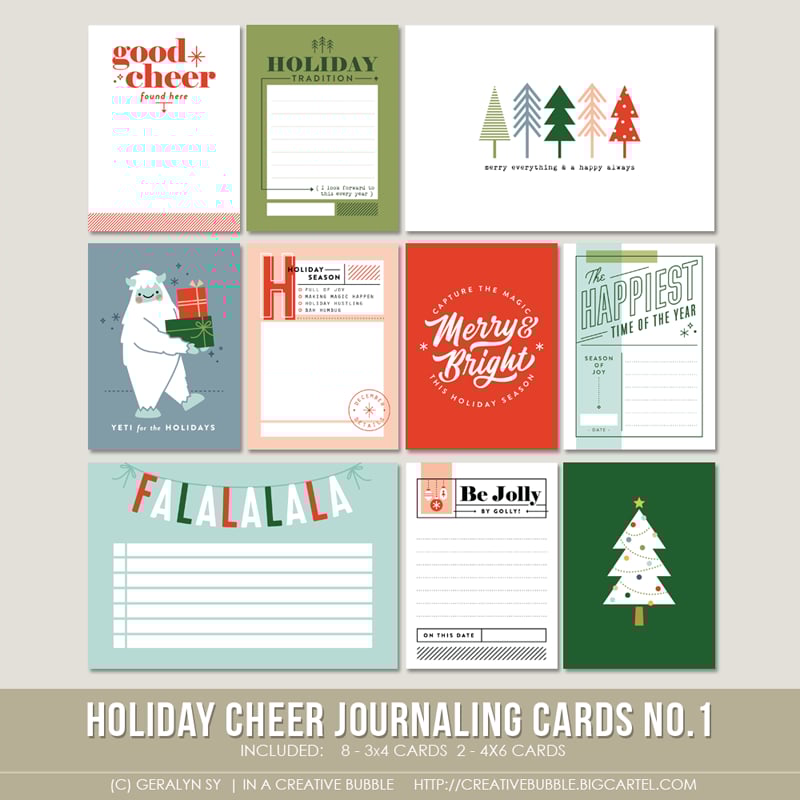 Image of Holiday Cheer Journaling Cards No.1 (Digital)